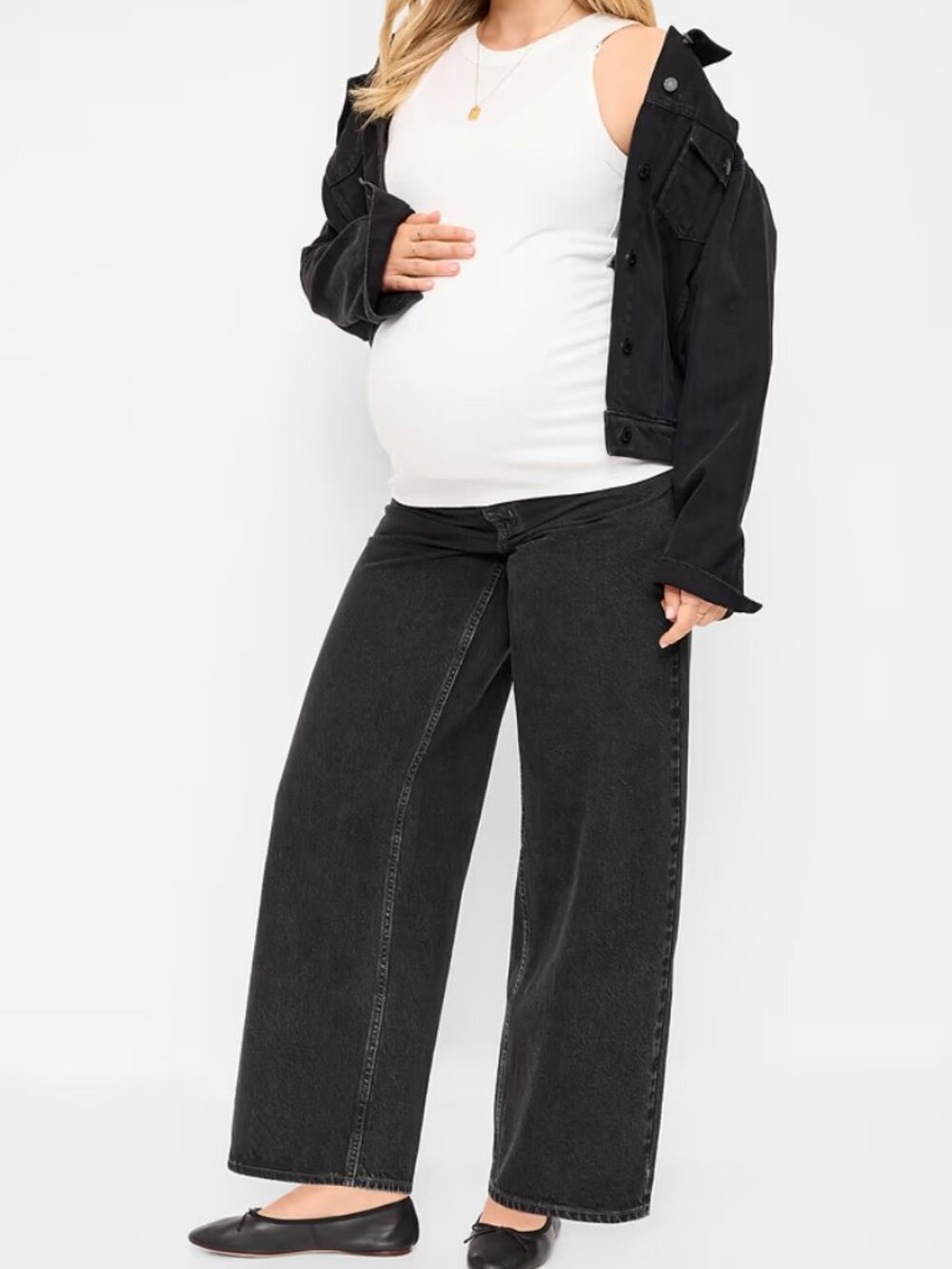 Maternity Full-Panel  Baggy Jeans Black